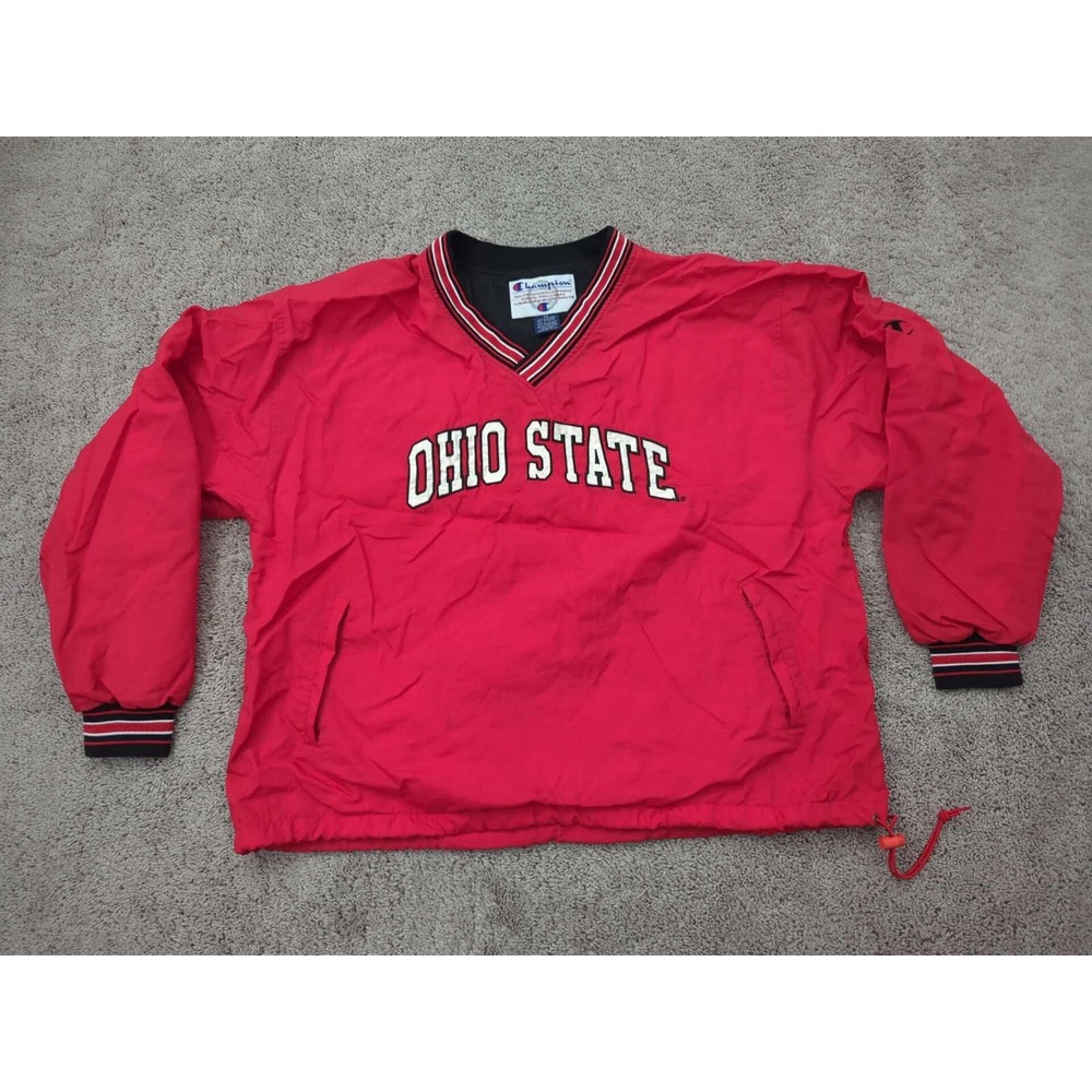 Ohio State‎ Pullover Mens XXL Long Sleeve Windbreaker NCAA Champion Red Lined